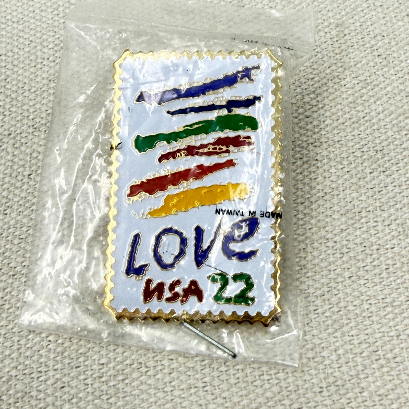 Vintage Love Usa 22 Stamp Enamel Pin 1985 Usps Licensed Collectible